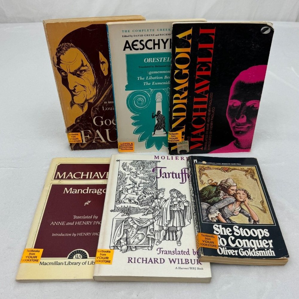 Lot of 6 Classic Plays Faust Mandragola Oresteia Tartuffe She Stoops To Conquer